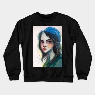 Watercolour portrait of a girl Crewneck Sweatshirt